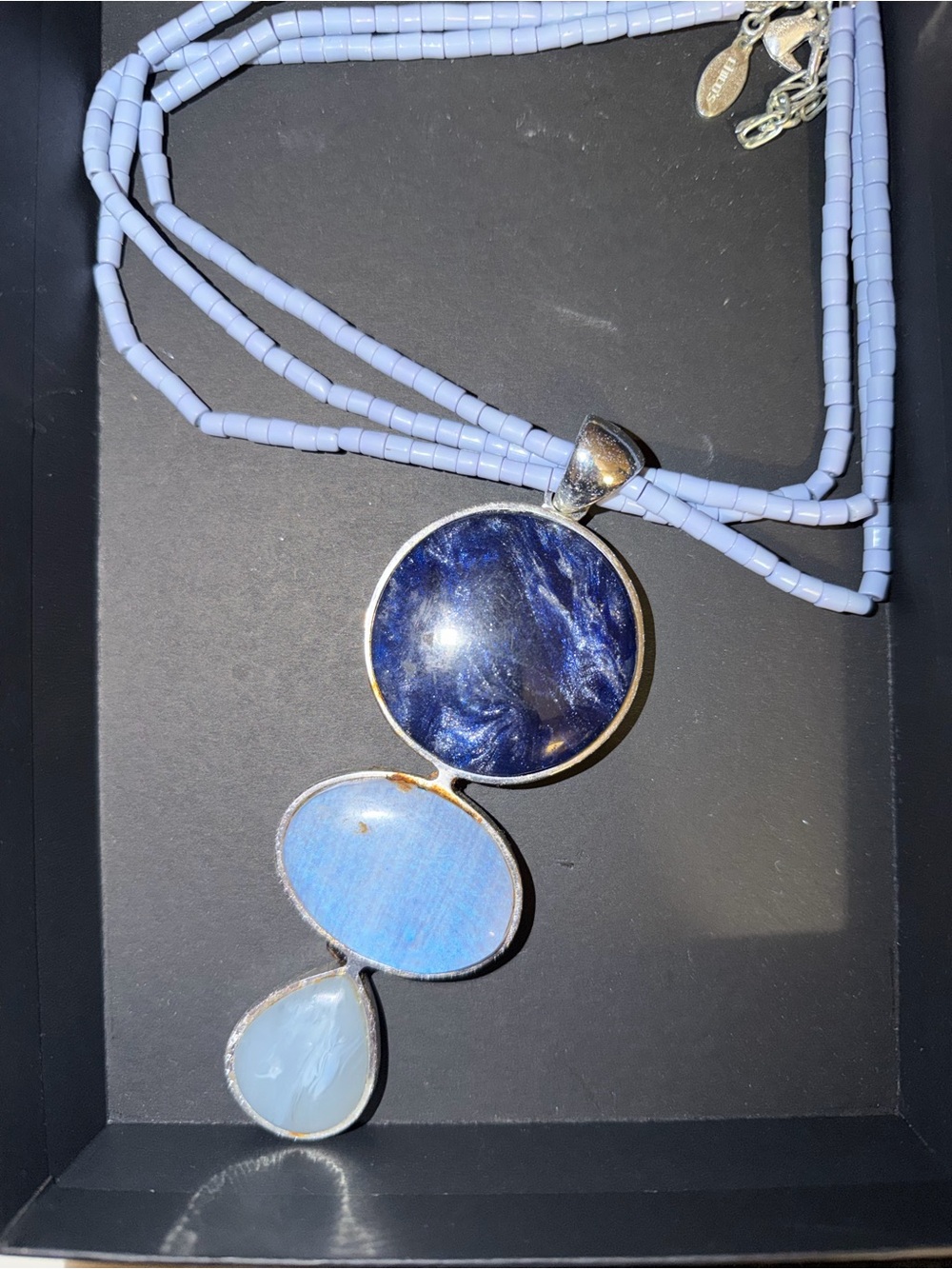 Chico's Triple Blue Stone Pendant Necklace